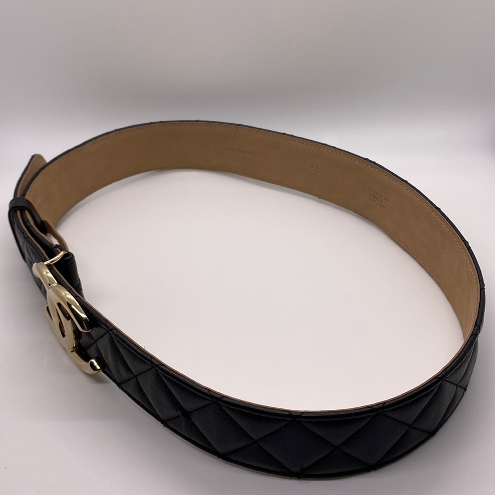 Chanel CC Gold Logo Quilted Black Belt - Picture 9 of 17